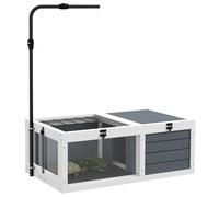 Terrario PawHut per piccoli animali e tartarughe con 2 spazi, supporto lampada regolabile, 2 vassoi scorrevoli, 81x48x31,5 cm - Solido Grigio