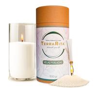 TerraRita. Kit per realizzare candele di sabbia. Kit cera perlata. Origine vegetale. 10 stoppini. Senza paraffina. Candele bianche. non necessita di fusione o tossici