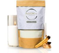 TerraRita. Kit per realizzare candele di sabbia. Kit cera perlata. Origine vegetale. Senza paraffina. Candele bianche. non necessita di fusione o tossici (1 KG)