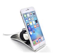 TerraTec iTab Duo Silver Smartphone and Apple Watch Stand Aluminium for iPhone,