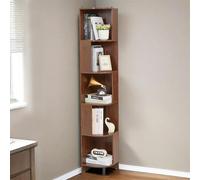 TerraVibe Scaffale per camera da letto a 5 livelli Book Shelf - Scaffale sottile alto come mobile ad angolo, scaffale portaoggetti e torre di libri autoportante, scaffale angolare per balcone e