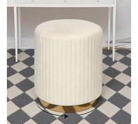 TerraVibe Sedia da trucco, girevole a 360°, per divano, trucco, trucco, in velluto, per trucco, sedia da scrivania e ufficio, ideale come sedia da toeletta (bianco crema)