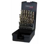 Terrax by Ruko A215215 - Set punte elicoidali rettificate per trapano, in cassetta di lamiera, 25 pezzi