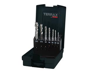 TERRAX by RUKO Set Maschi a Macchina HSS M3-M12 - 7 Pezzi DIN 371/376 Forma C - Filettatura Precisa per Acciaio e Metallo - Con Valigetta Rigida
