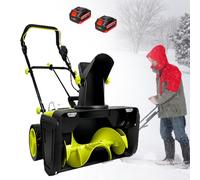 Terrazza e Sentieri del Giardino, Spazzaneve a Batteria 40V, Pala da Neve Elettrica Brushless con 50cm Passaggio, 25cm Profondità e 7,6m Getto Neve,Attivazione in due fasi 2Batteries