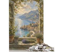 Terrazza sul lago con vista sulle montagne Puzzle 300 Pezzi, Sfida Puzzle