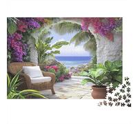 Terrazza sul mare Puzzle Per Adulti |Piante tropicali| 1000pcs (75x50cm) Puzzle Giochi EduGattoivi,decorazioni Per La Casa
