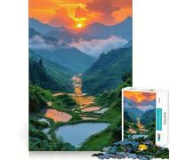 Terrazze di riso al tramonto - Puzzle da 1000 pezzi per ragazzi - Migliora la memoria - Rilassante e confortevole - Taglio preciso - Regalo festivo (38x52cm)
