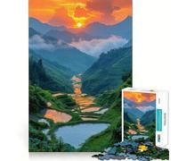Terrazze di riso al tramonto - Puzzle difficile per adulti da 1000 pezzi - Gioco stimolante per la mente - Relax delicato - Taglio preciso - Regalo memorabile (38x26cm)