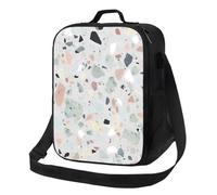 Terrazzo - Borsa termica per il pranzo, motivo marmo pastello, per donne e uomini, riutilizzabile, a prova di perdite, con tracolla regolabile, graziosa borsa per il pranzo per adulti