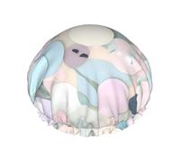 Terrazzo - Cuffia da doccia riutilizzabile, a doppio strato, con stampa effetto marmo, mantiene i capelli asciutti, si adatta a tutte le teste