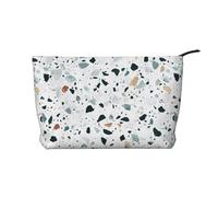 Terrazzo marmo pastello chiusura cerniera velluto a coste borsa trucco organizzatore multifunzionale 22x7x17cm per viaggi campeggio vacanze fitness, Nero , Taglia unica