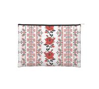 Terrazzo marmo pastello piccolo cosmetico riutilizzabile carta trucco borsa portatile viaggio borsa impermeabile, Ricamo ucraino Stile Rosa, Taglia unica