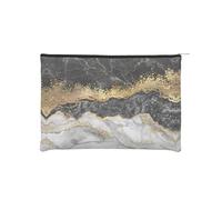 Terrazzo marmo pastello piccolo cosmetico riutilizzabile carta trucco borsa portatile viaggio borsa impermeabile, Marmo nero oro bianco, Taglia unica