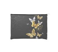 Terrazzo marmo pastello piccolo cosmetico riutilizzabile carta trucco borsa portatile viaggio borsa impermeabile, Oro Bianco Farfalle Nero, Taglia unica