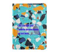 Terrazzo Pattern Glory Blue personalizza i titolari del passaporto di viaggio del raccoglitore del passaporto del raccoglitore del passaporto impermeabile, Motivo terrazzo blu gloria, 1 size