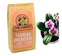 Terre d'AUGUSTE - Terriccio Orchidea 6L - Migliore assorbimento d'acqua e nutrizione - pH neutro - Borsa richiudibile - Durata e resistenza alla decomposizione
