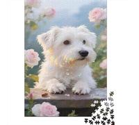 Terrier bianco degli Highland occidentali Jigsaw Puzzle Impossible 1000 Pezzi Giardino Rose Decorazione Per La Casa. Rilassamento E Intelligence Per Adulti E Ragazzi Da 14 Anni 1000pcs (75x50cm)