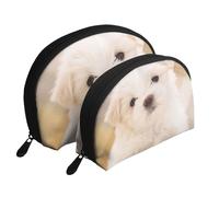 Terrier bianco dell'altopiano occidentale, Borsa per trucco a conchiglia Portamonete da donna Borsa da toilette piccola Borsa per cosmetici 2 pezzi
