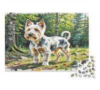 Terrier Scozzese - Carta riciclata - Yorkie sul sentiero della foresta - Puzzle - Regalo decorativo per bambini - 38x26cm/1000 pezzi