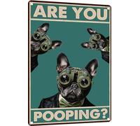 Terrier "Stai Facendo La Cacca?" Segno Di Latta Pittura Poster Con Placca Vintage Targa Achtung Per Man Cave Interni Casa 20X30 Cm