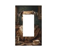 Terrier vittoriano che indossa occhiali con set da tè interruttore della luce piastra da parete copertura piastra frontale singolo Rocker 1 banda decoratore presa coperture per la casa cucina camera