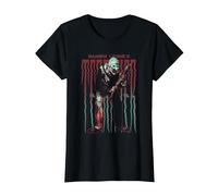 Terrifier Stretched out Logo with Art The Clown Horror Movie Maglietta, Donna, Nero, XS