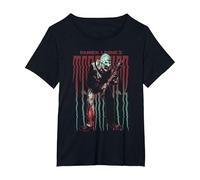 Terrifier Stretched out Logo with Art The Clown Horror Movie Maglietta, Donna Plus-Size, Nero, 2X