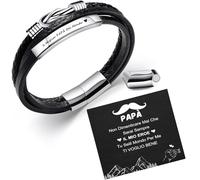 TERRISHE Bracciale Papà Regali per la Festa del Papà e Compleanno, Bracciale Uomo in Pelle con Incisione 'Il Miglior Papà del Mondo', Infinito Nodo e Chiusura Magnetica
