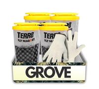 Terro - Trappola per mosche usa e getta, confezione da 4 pezzi, con guanti da lavoro, per esterni, attira e cattura mosche comuni; installazione semplice con smaltimento senza disordine dopo l'uso