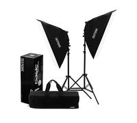 Terronic Set di 2 luci a LED con treppiede regolabile, 48 W, dimmerabile, 3200-5600 K, luce video per tavolo, zoom, videoconferenza, streaming YouTube