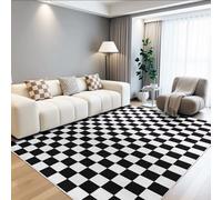 Terrug Tappeto a scacchi bianchi e neri per soggiorno e camera da letto, morbido, lavabile, antiscivolo, pelo basso, resistente alle macchie, per camera dei bambini, ingresso