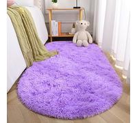 Terrug Tappeto morbido viola per camera da letto, ovale, 6 x 1,5 m, morbido tappeto in peluche lavabile in lavatrice, con retro antiscivolo, per camera da letto di ragazze e bambini, decorazione per