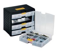 TERRY - 1002299 - Cassettiera portautensili modulare Store-Age - 4 cassetti - con maniglia - 39,1 x 29 x 33,4 cm - PPL - trasparente-nero - Terry - 101101 - Conf. da 1 Pz. - 1002299