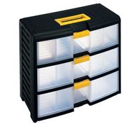 TERRY - 1002301 - Cassettiera portautensili modulare Store-Age - 3 cassetti - con maniglia - 39,1 x 19,7 x 33,4 cm - PPL - trasparente-nero - Terry - 101100 - Conf. da 1 Pz. - 1002301
