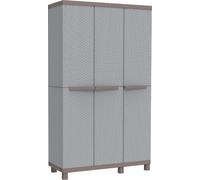 TERRY Armadio da Esterno in Resina 3 ante con finiture in Rattan 3 ripiani 102X39X170H colore Grigio / Tortora - C-RATTAN 120A - 1002812