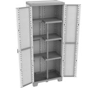 TERRY Armadio da Esterno Portascope in Plastica Antipioggia 2 ante 3 ripiani Dimensioni 68x39x172 cm colore Grigio - Sequoia