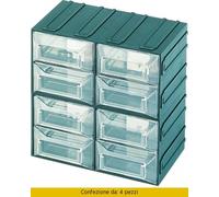 Cassettiera Terry Vision 13 portaminuteria 8 scomparti verde mm 208x132x208h