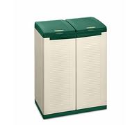 Terry - Ecocab 2, Armadietto per la Raccolta Differenziata, da Interno ed Esterno, 2 Vani Separati, In Plastica, Beige, 68x39x88,7 cm
