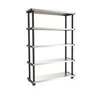 Scaffale MPShelf - PPLmetallo - 5 ripiani - 100x45 cm - grigionero - Terry
