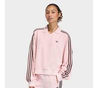 Terry Towel V Neck Long Sleeves Polo Shirt Rosa M