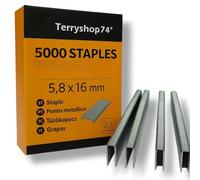 Terryshop74® 5000 Spillette per Spillatrice Pneumatica 5,8 x 16 mm - Punti Metallici per Air Stapler - Ideali per Legno, Tappezzeria, Cornici e Falegnameria - 5000 Pezzi