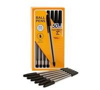 Terryshop74 Penne a Sfera 1.0 mm 50 Pezzi con Tappo | Nero Blu Rosso | Scrittura Fluida Scorrevole | Penna Biro da Ufficio Scuola Casa (Nero)