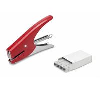 Terryshop74® Spillatrice Manuale a Pinza con 1000 Punti Inclusi - Punti 6/4 Compatibile 130/E - Spillatrice Professionale per Carta, Ufficio e Casa (Rosso)