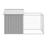 TerTide Gabbia Cani con Corsa Grigio Chiaro 117x201x123cm Acciaio Zincato, Box per Cani da Esterno, Gabbia per Cani, Box per Cani, Recinto per Cani