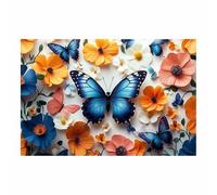 TERUEA animali selvatici, foresta, stampe su tela a tema Design Farfalla Blu Fiore Multicolore, avventura, acquerello, dipinti per camera(Multicolore)-60x90cm1 Non incorniciato