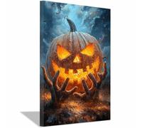 TERUEA Decorazioni Murali Fiori, Un dipinto una jack-o'-lantern arancione, Stampa su Tela Paesaggio Fiore Arte Murale Tela Pittura Poster Nordico(Arancia)-20x30cm1 Incorniciato