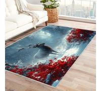 TERUEA Generic Tappeto Salotto Moderni Tappeto Un cervo sotto un albero, 3D Flanella Tappeti Camera da Letto, rug Cucina Antiscivolo Lavabile per Tavolino da(Rosso)-60x90cm