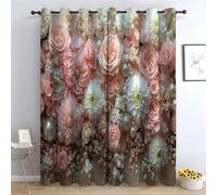 TERUEA Generico Tende per Interni Sentiero Forestale, Tenda Perle Fiori Rose Rose Bianche Romantico Finestra Tende Spiaggia Camera Oscuramento-A140 x L110 cm (2 Pannelli)