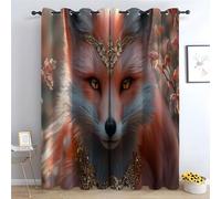 TERUEA Generico Tende per Interni Sentiero Forestale, Tenda Volpe Reale Ornamento Oro Tende da camera da letto sfumate per l'ufficio domestico-A220 x L132 cm (2 Pannelli)